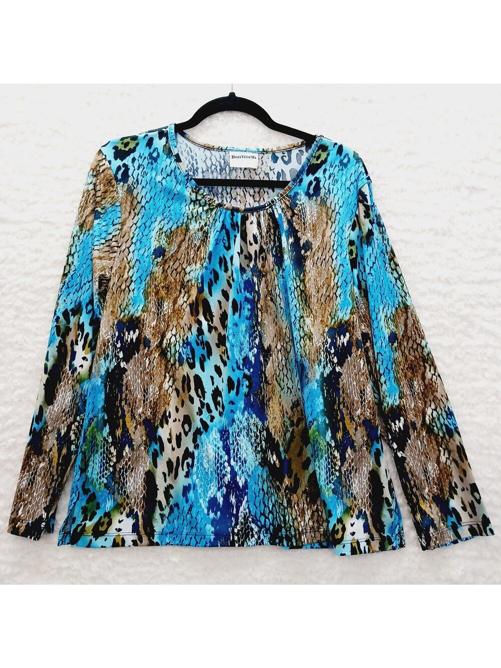 Blouse Blue Mob Wife Leopard Animal Reptile Y2K Witchy Safaricore Edgy Size MP